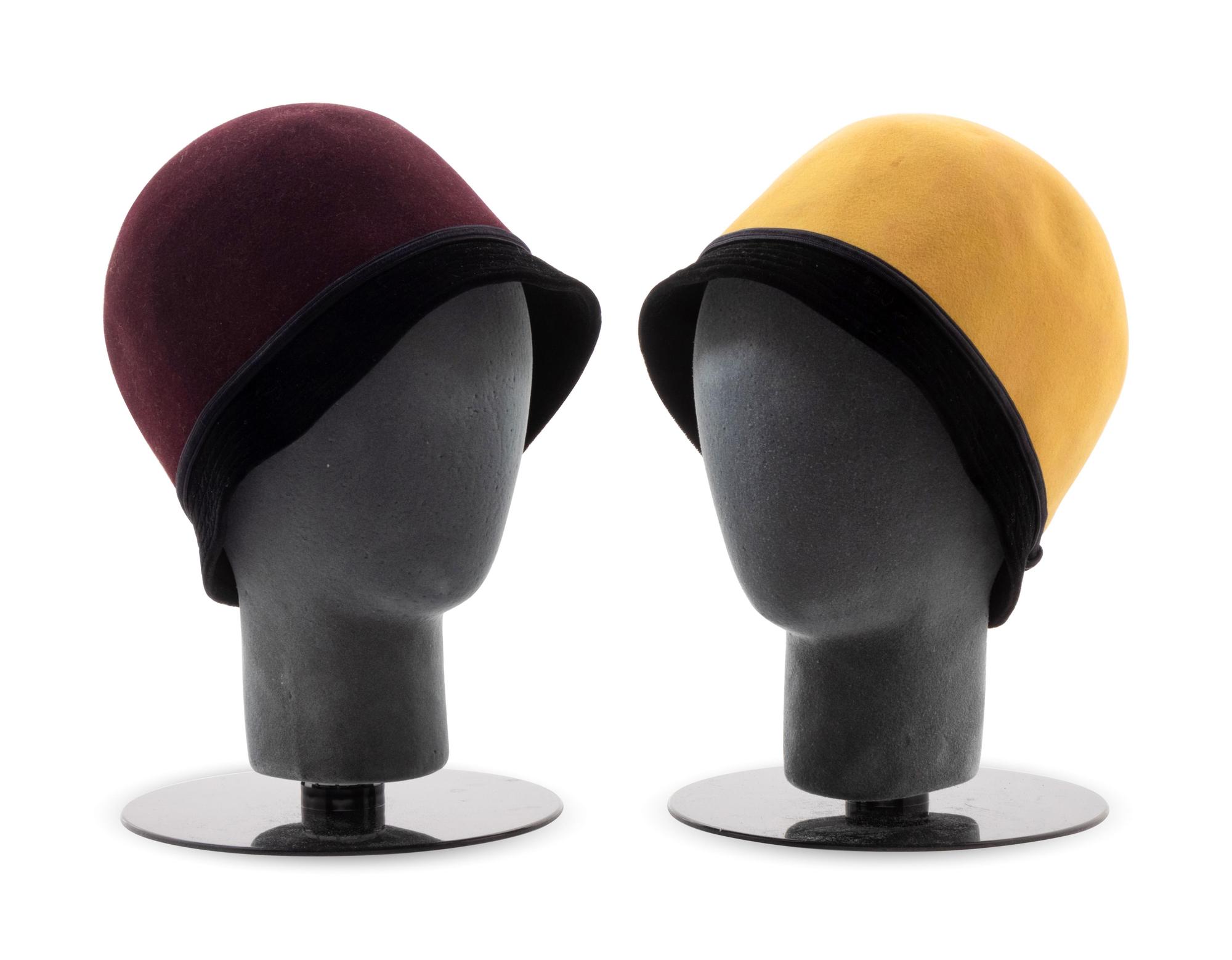 Two Yves Saint Laurent Wool Felt Cloche Hats, 1970s