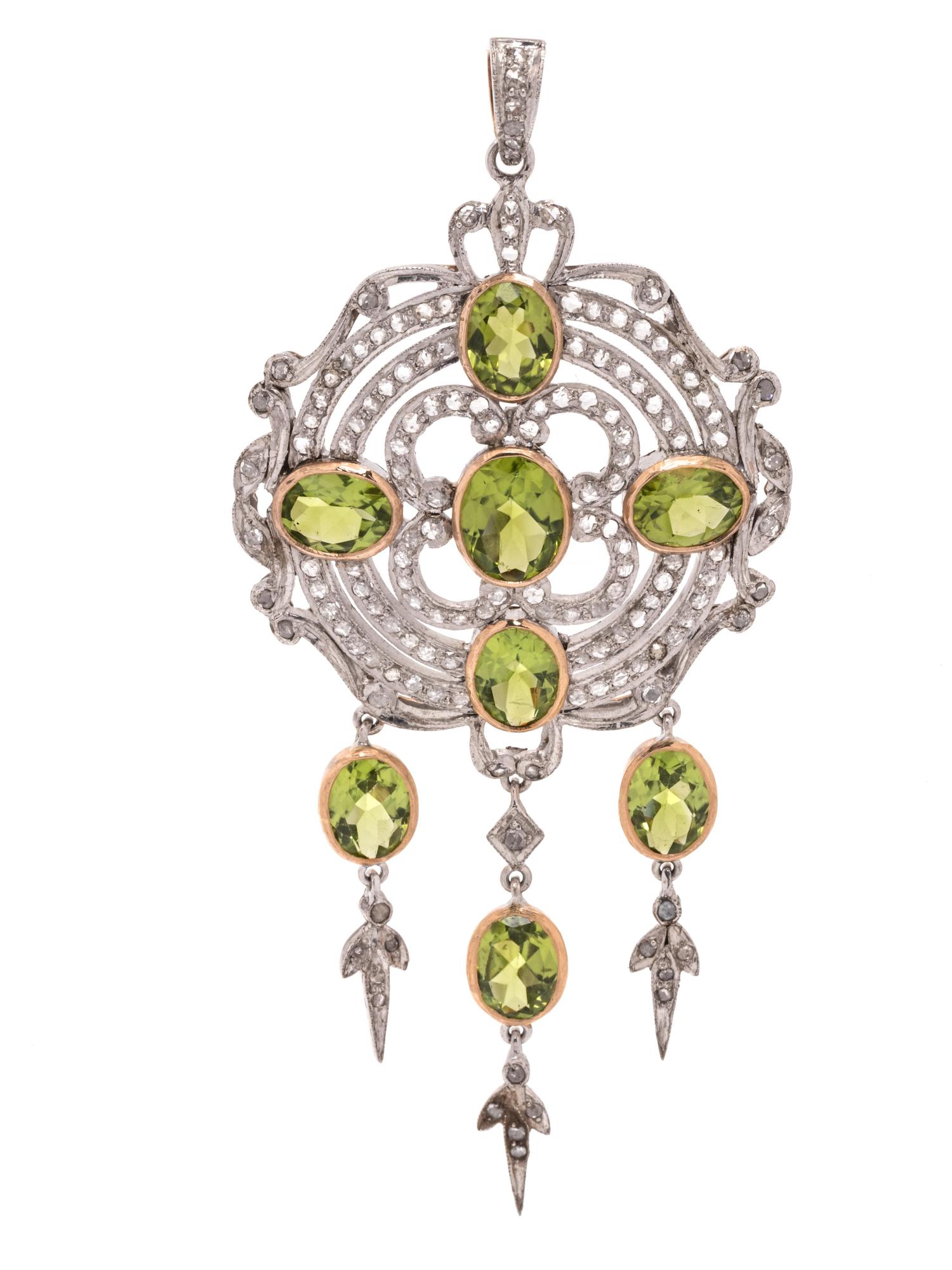 PERIDOT AND DIAMOND PENDANT