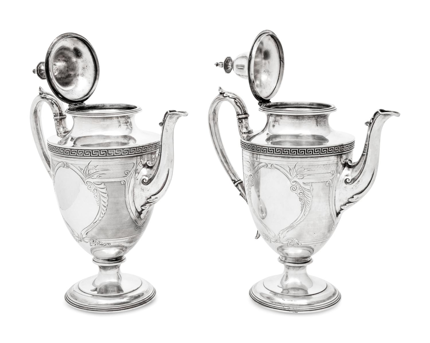 A Pair of American Coin Silver Coffee Pots