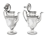 A Pair of American Coin Silver Coffee Pots