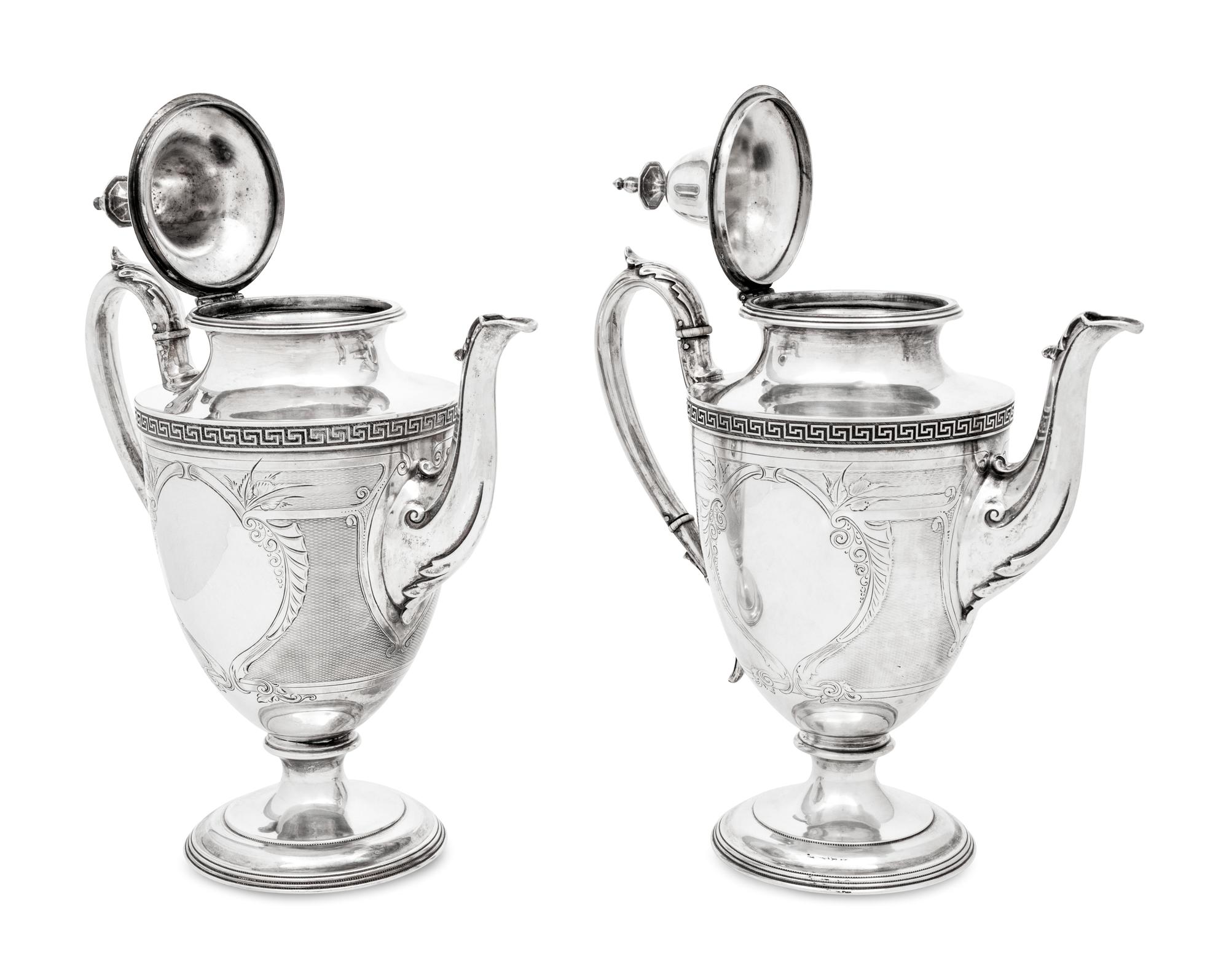 A Pair of American Coin Silver Coffee Pots
