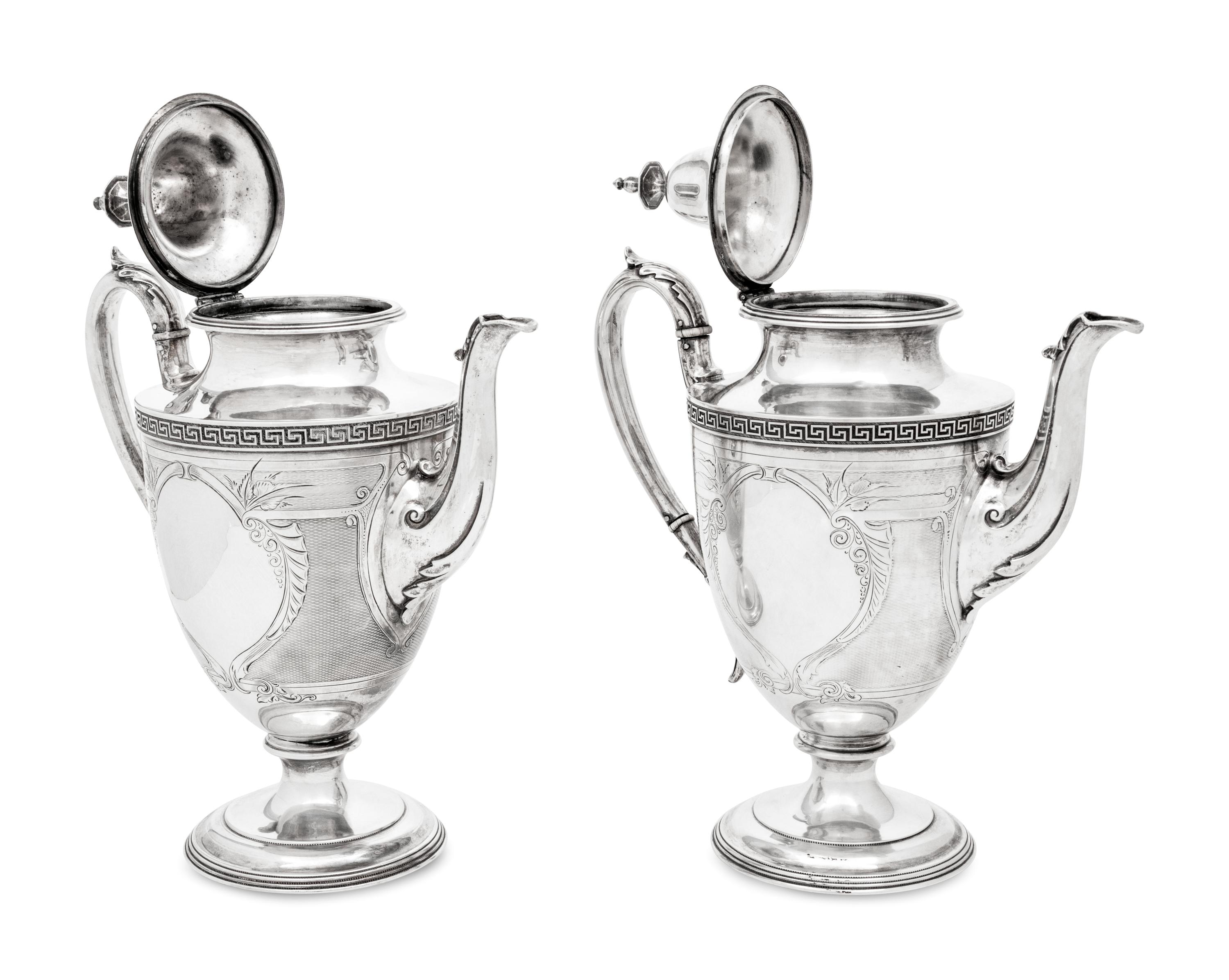 A Pair of American Coin Silver Coffee Pots