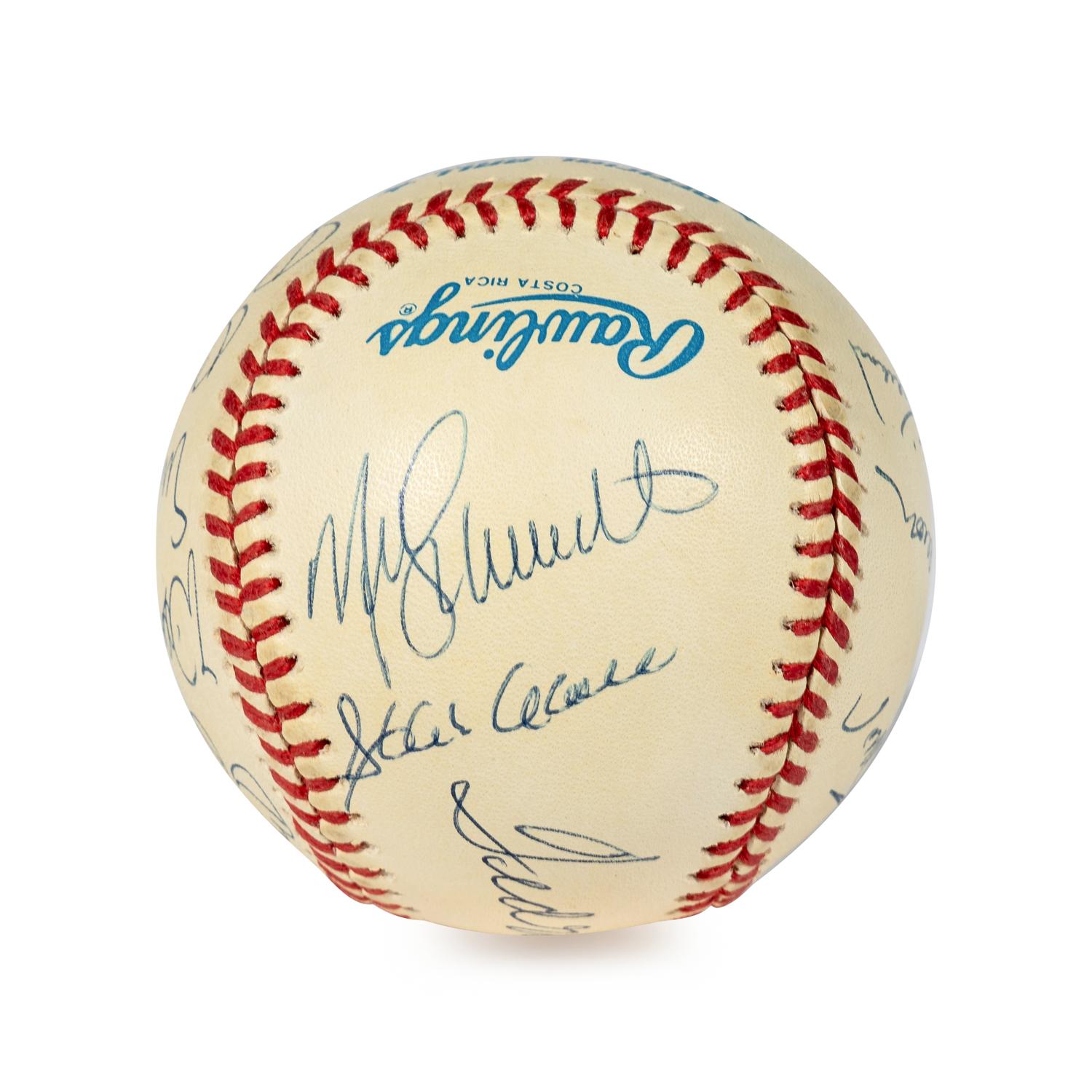 An Original 11 Subject 500 Home Run Club Signed Autograph Baseball With Two Mickey Mantle Signatures (Beckett Authentication Services BAS Certified)