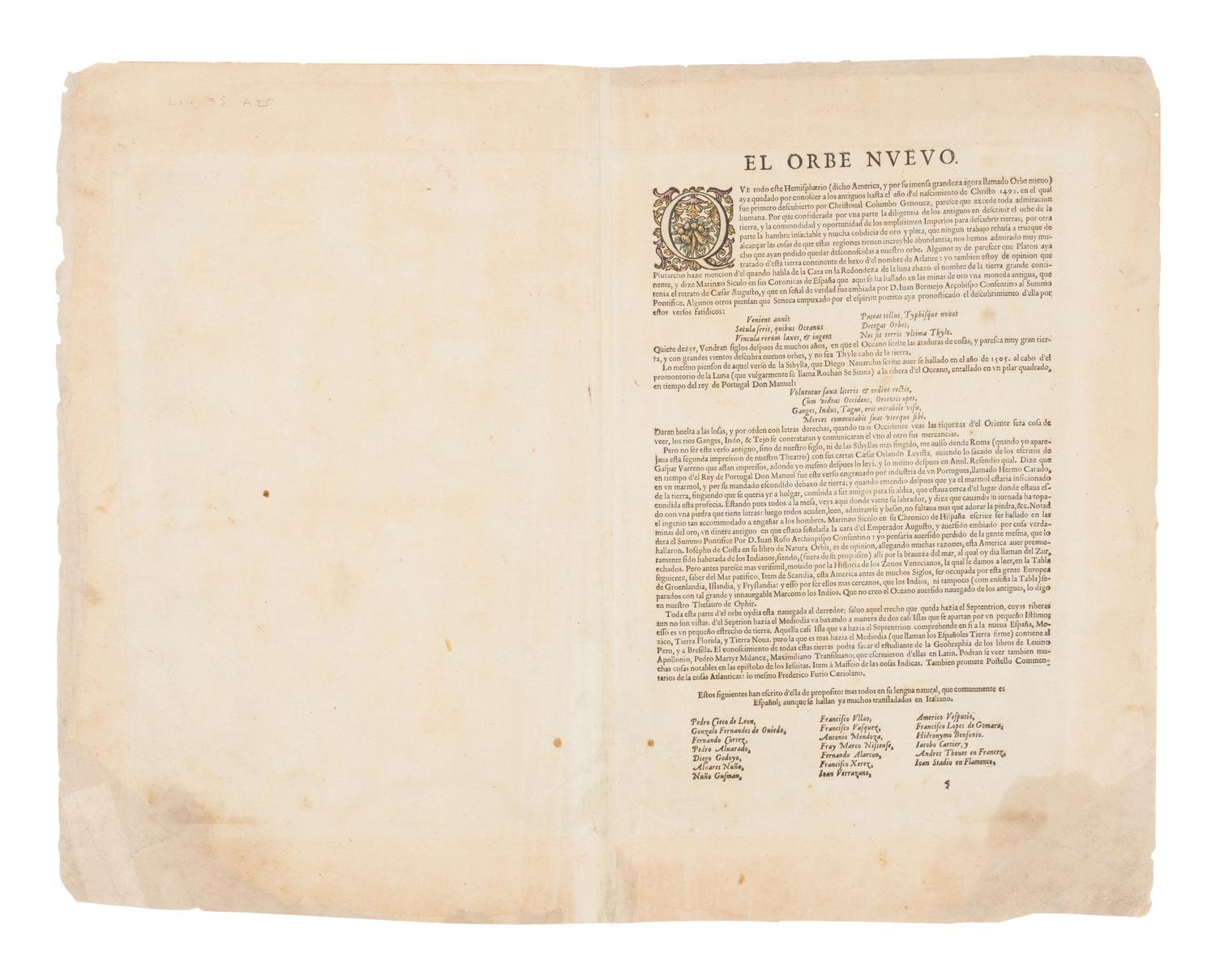 ORTELIUS, Abraham (1527-1598). Americae sive Novi Orbis, Nova Descriptio . [Antwerp, 1612?].