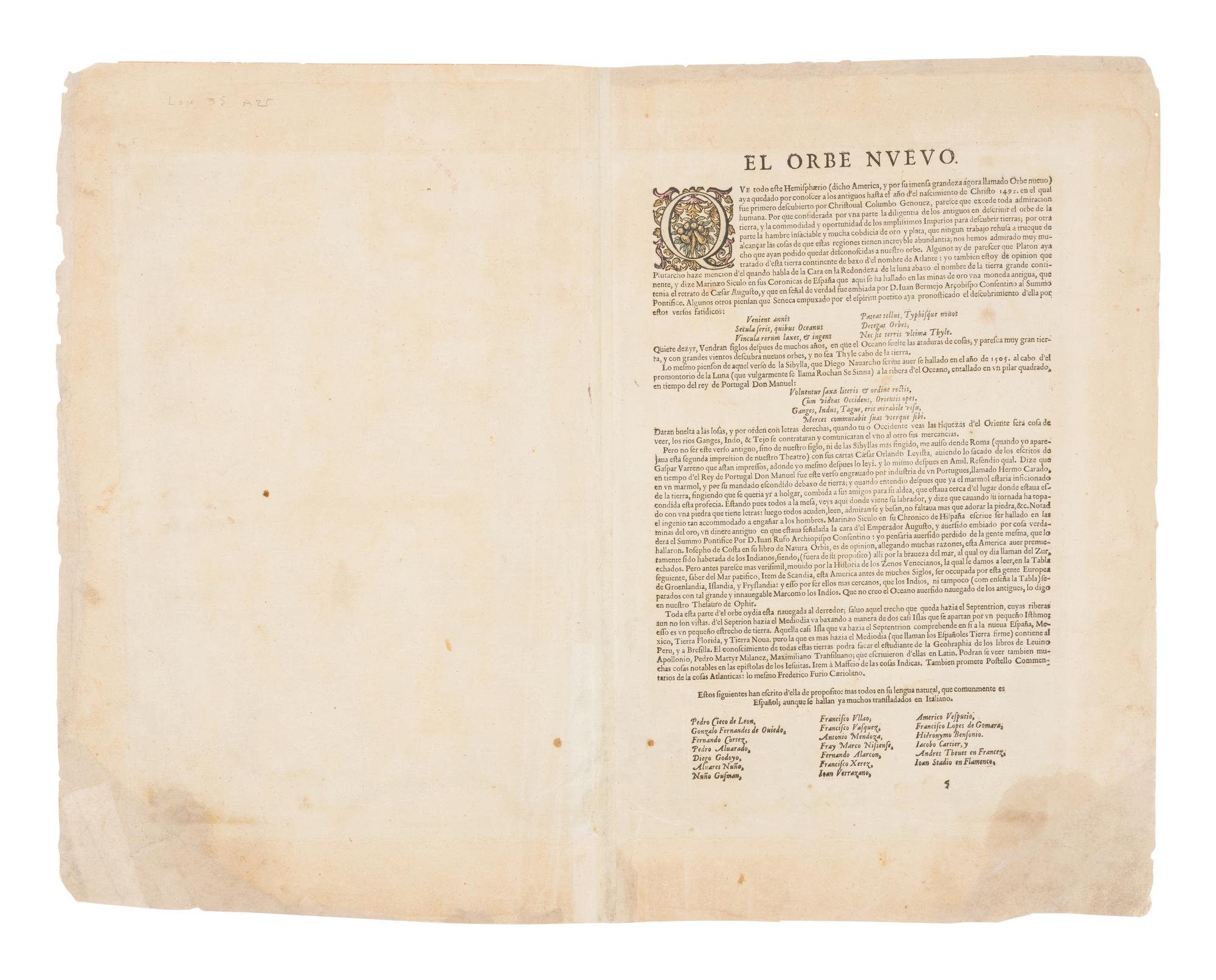ORTELIUS, Abraham (1527-1598). Americae sive Novi Orbis, Nova Descriptio . [Antwerp, 1612?].