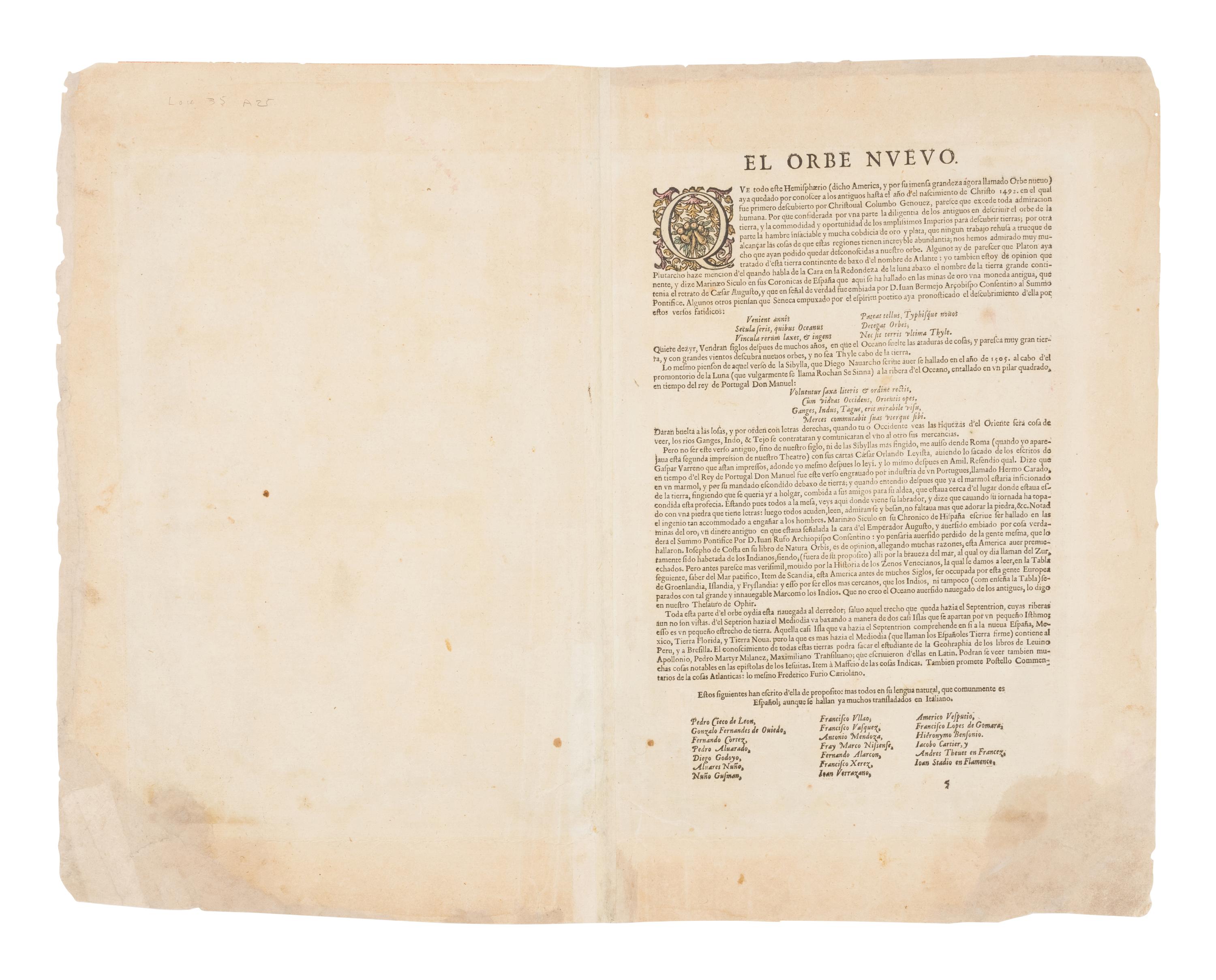 ORTELIUS, Abraham (1527-1598). Americae sive Novi Orbis, Nova Descriptio . [Antwerp, 1612?].
