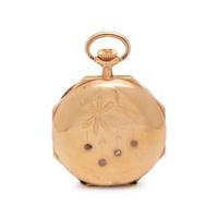 14K YELLOW GOLD AND DIAMOND HUNTER CASE POCKET WATCH