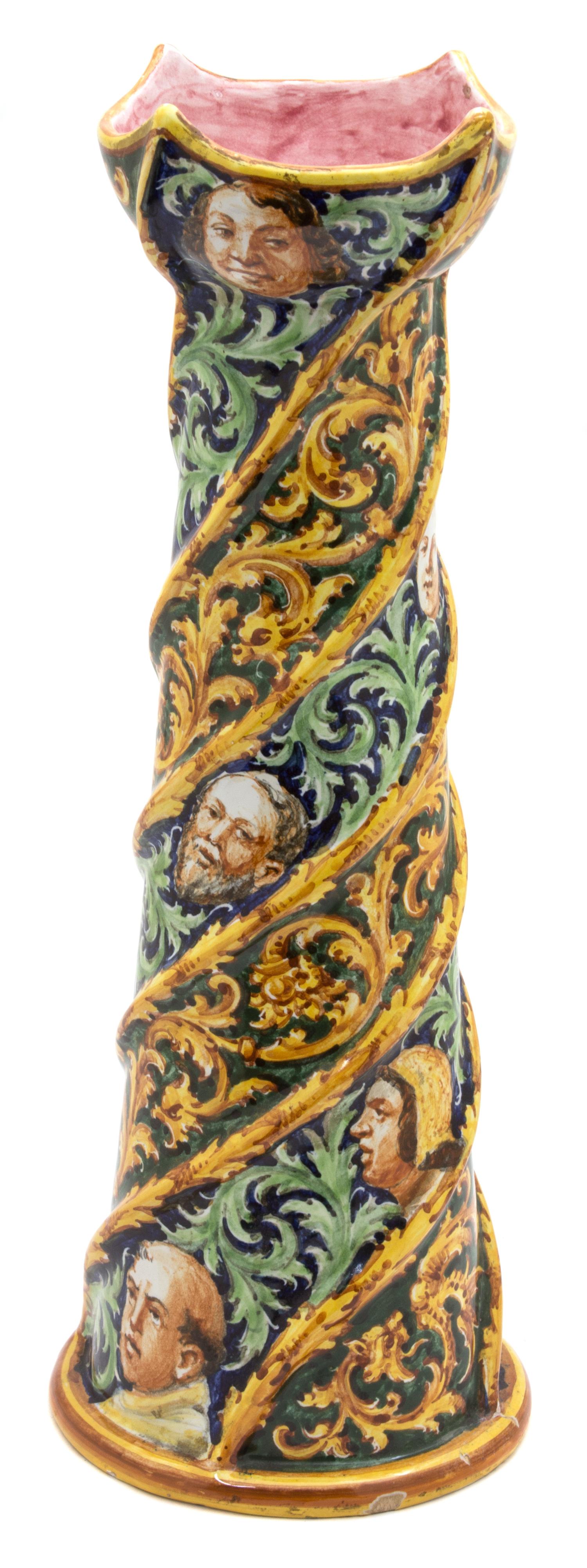 An Italian Majolica Vase Height 18 inches. — 20TH CENTURY