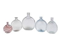 Five Early American Glass Flasks