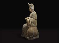 A very large Chinese carved and polychromed wood figure of "Shi Hou Guanyin" 大型獅吼觀音雕塑