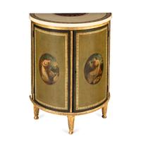 A George III Polychrome Painted and Parcel Gilt Side Cabinet