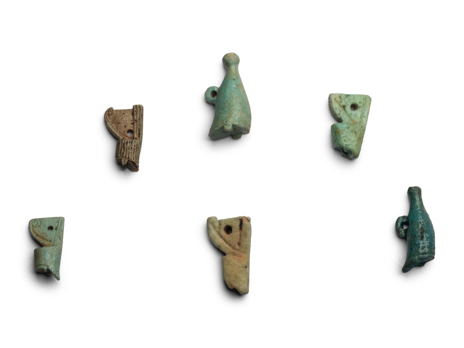 Six Egyptian Faience Crown Amulets