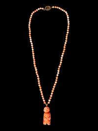 A Chinese Pink Coral Necklace