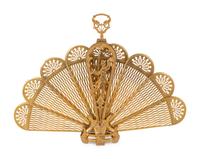 A Continental Brass Fan-Form Fire Screen