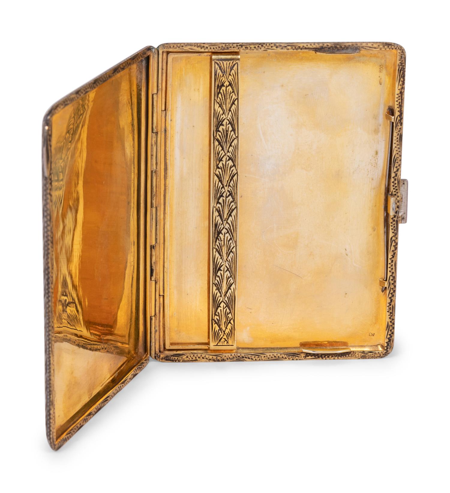A Continental Enameled Silver Cigarette Case