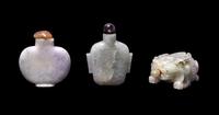 Three Chinese Jadeite Snuff Bottles
