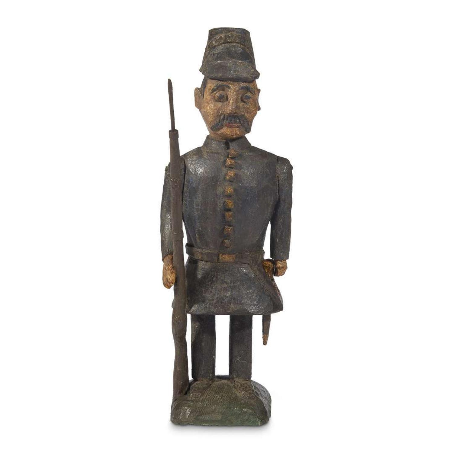 Carved and painted figure of a soldier in the manner of Wilhelm Schimmel (1817-1890) Robert Stauffer, late 20th century