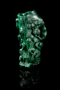 A Carved Malachite Brushpot Height 5 inches. — QING DYNASTY