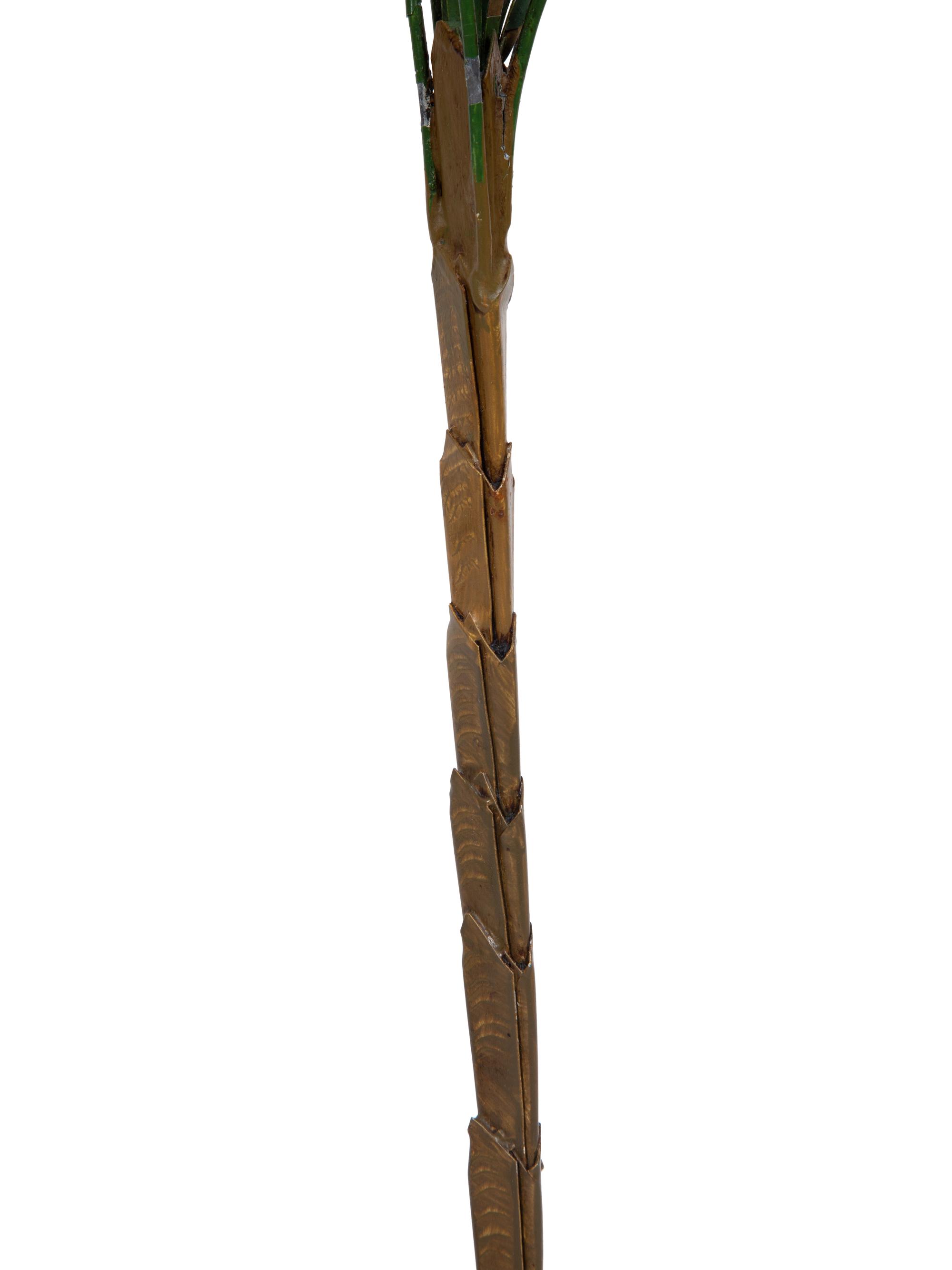 A Pair of Tôle Peinte Palm Trees in Black and Gilt Chinoiserie Jardinieres