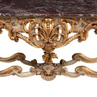 A Régence Style Painted and Parcel Gilt Marble-Top Center Table