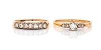 A Collection of 14 Karat Bicolor Gold and Diamond Rings,