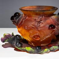 Pâte-De-Verre Les Figues (Figs) vase and tray