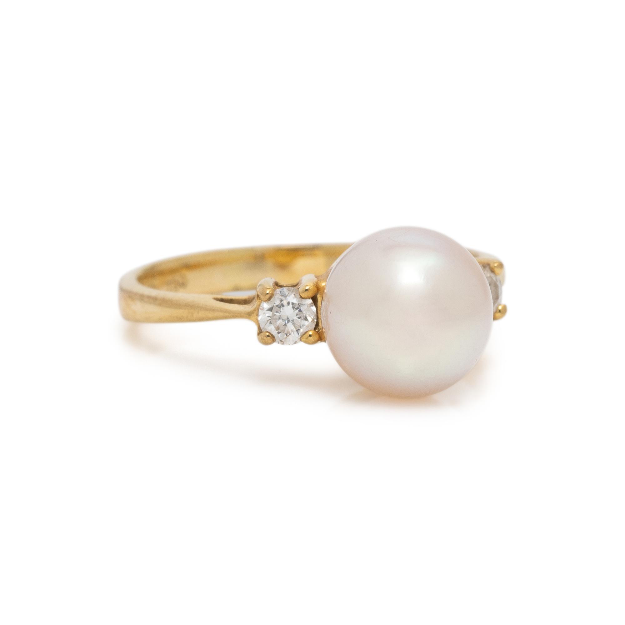 TIFFANY & CO., CULTURED PEARL AND DIAMOND RING