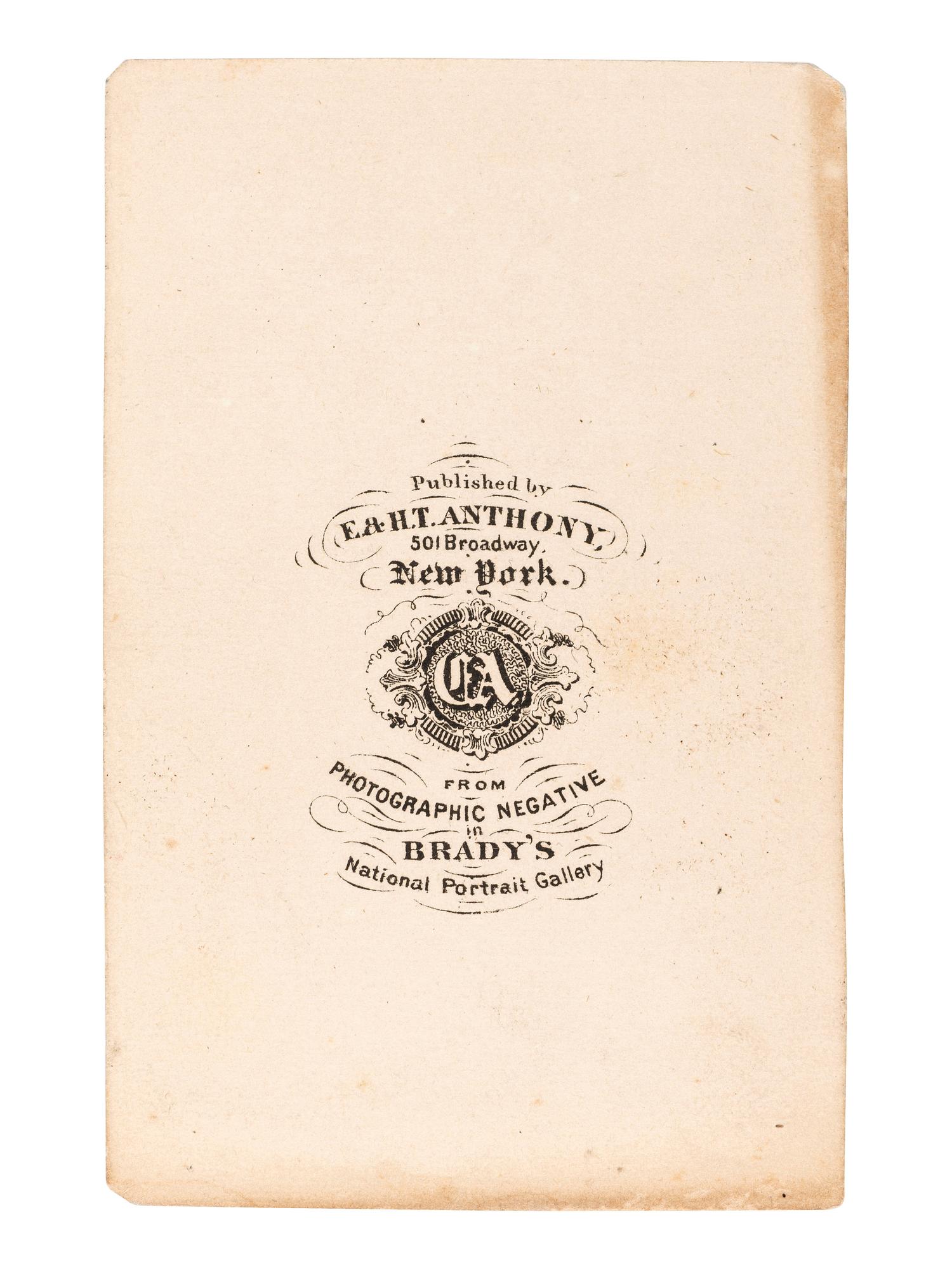 [LINCOLN, Abraham (1809-1865)]. BERGER, Anthony, photographer. CDV of Abraham Lincoln in profile. New York: E & H.T. Anthony, February 1864.