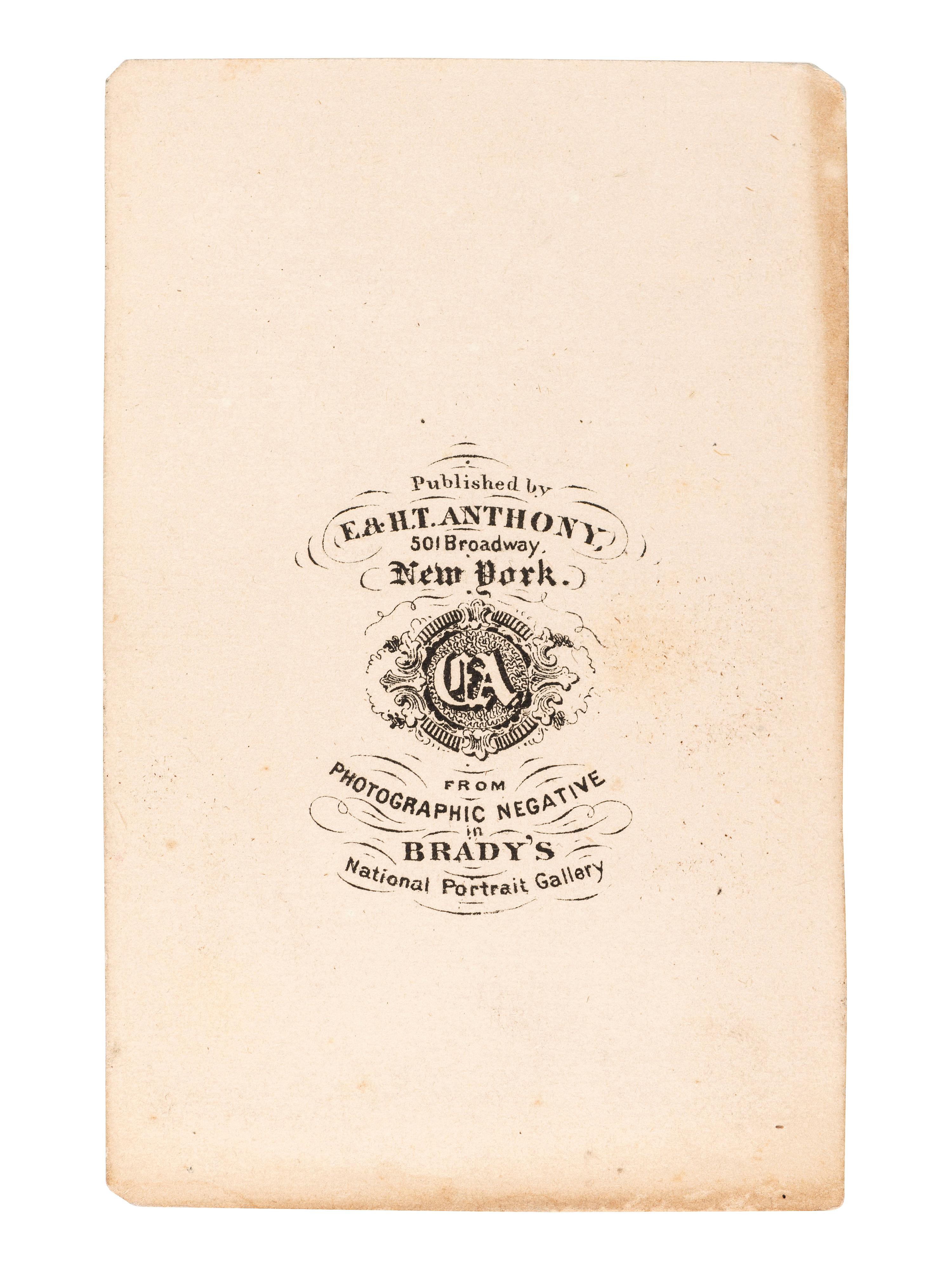 [LINCOLN, Abraham (1809-1865)]. BERGER, Anthony, photographer. CDV of Abraham Lincoln in profile. New York: E & H.T. Anthony, February 1864.