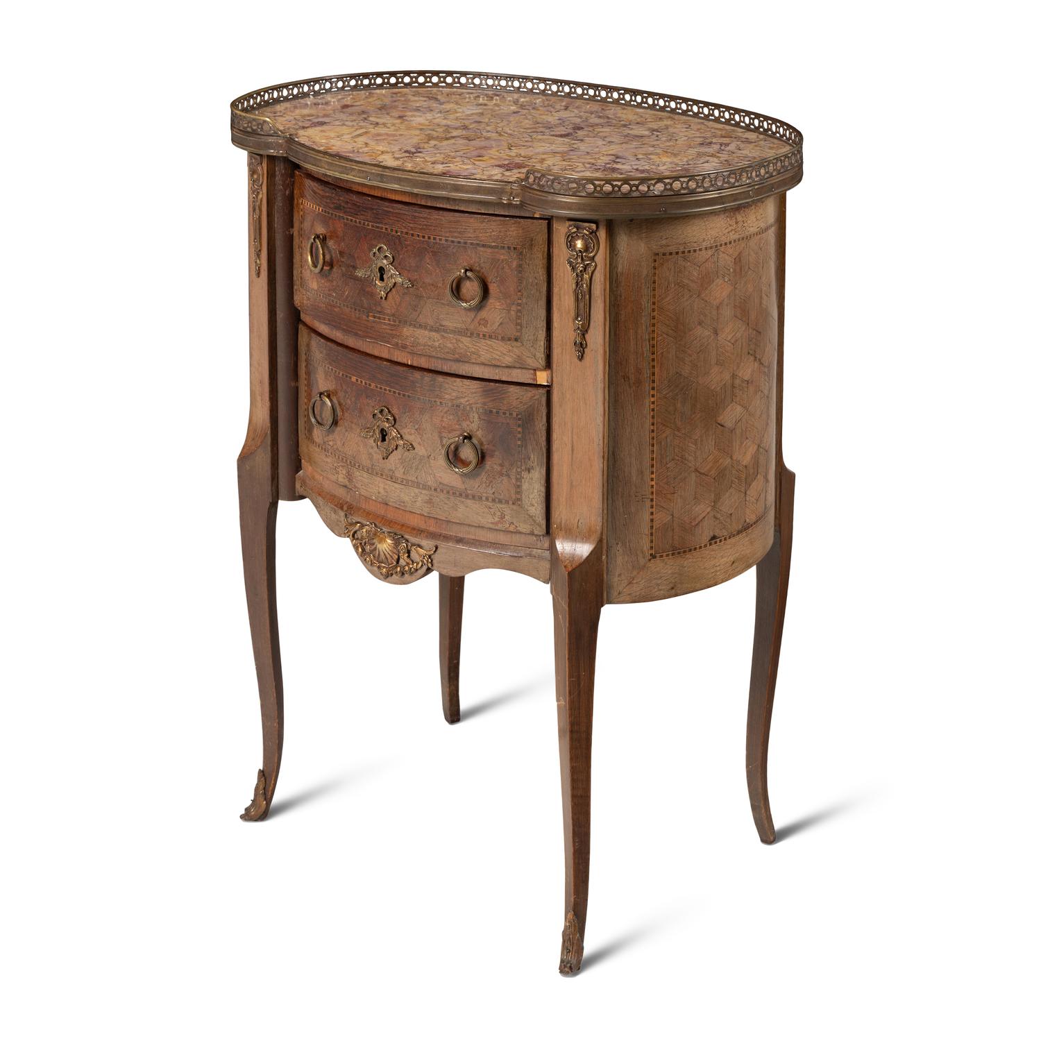 Two Louis XV/XVI Transitional Style Side Tables