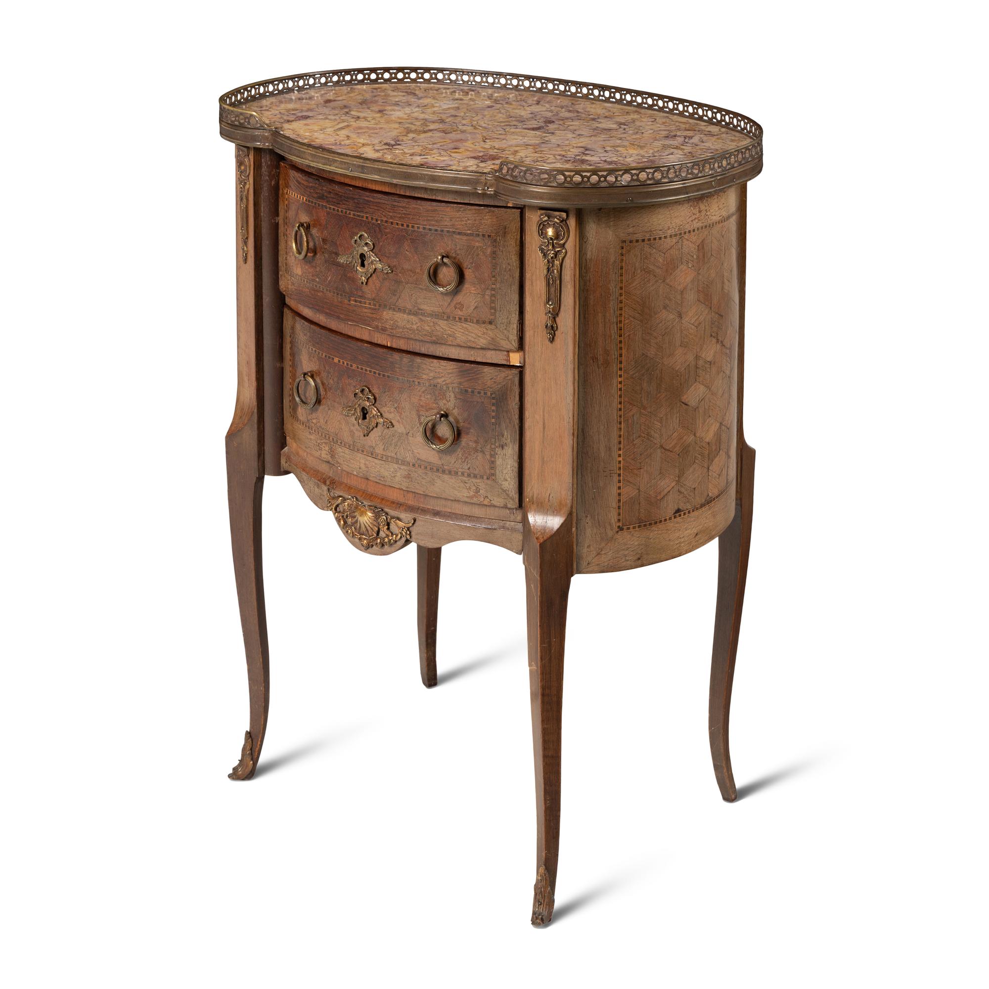 Two Louis XV/XVI Transitional Style Side Tables