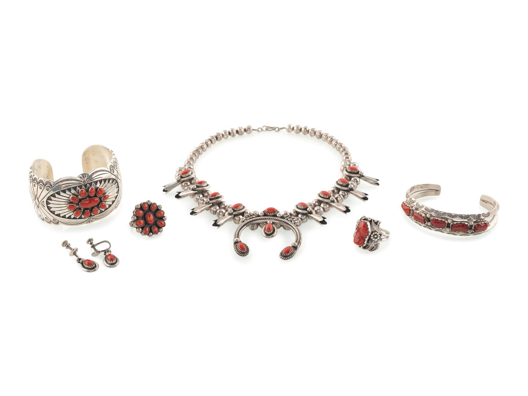 Navajo Silver and Coral Jewelry