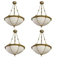 A Set of Four Bronze and Glass Chandeliers 24" W x 24" D x 44" H — United States, Circa 1920