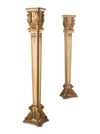 A Pair of Empire Style Painted Torchères