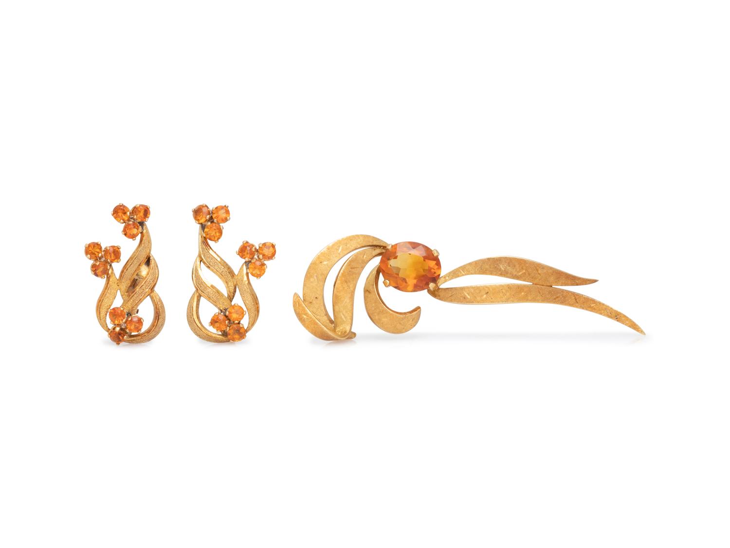 YELLOW GOLD AND CITRINE SET