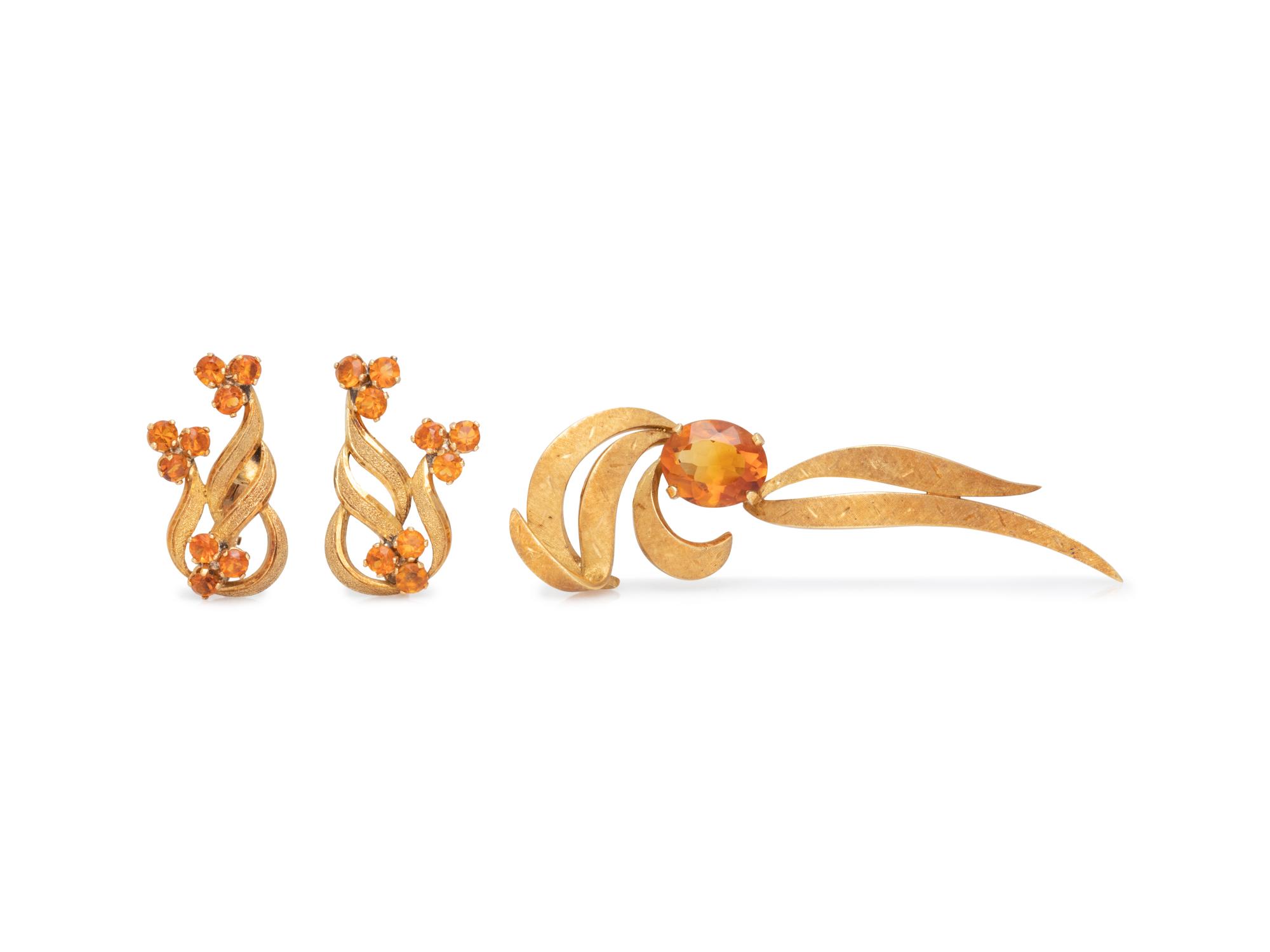 YELLOW GOLD AND CITRINE SET