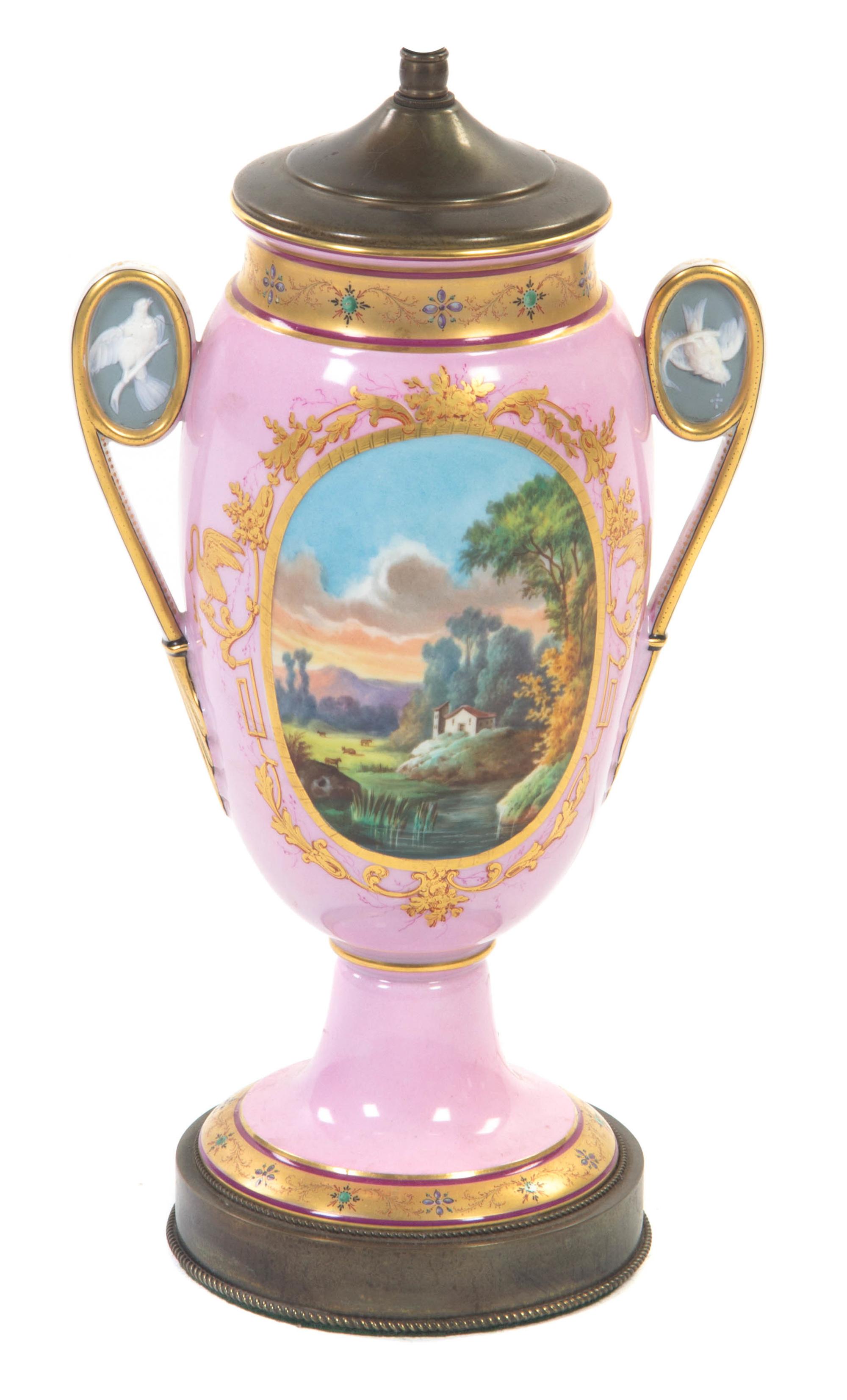 A French Porcelain Vase, Height 12 inches.