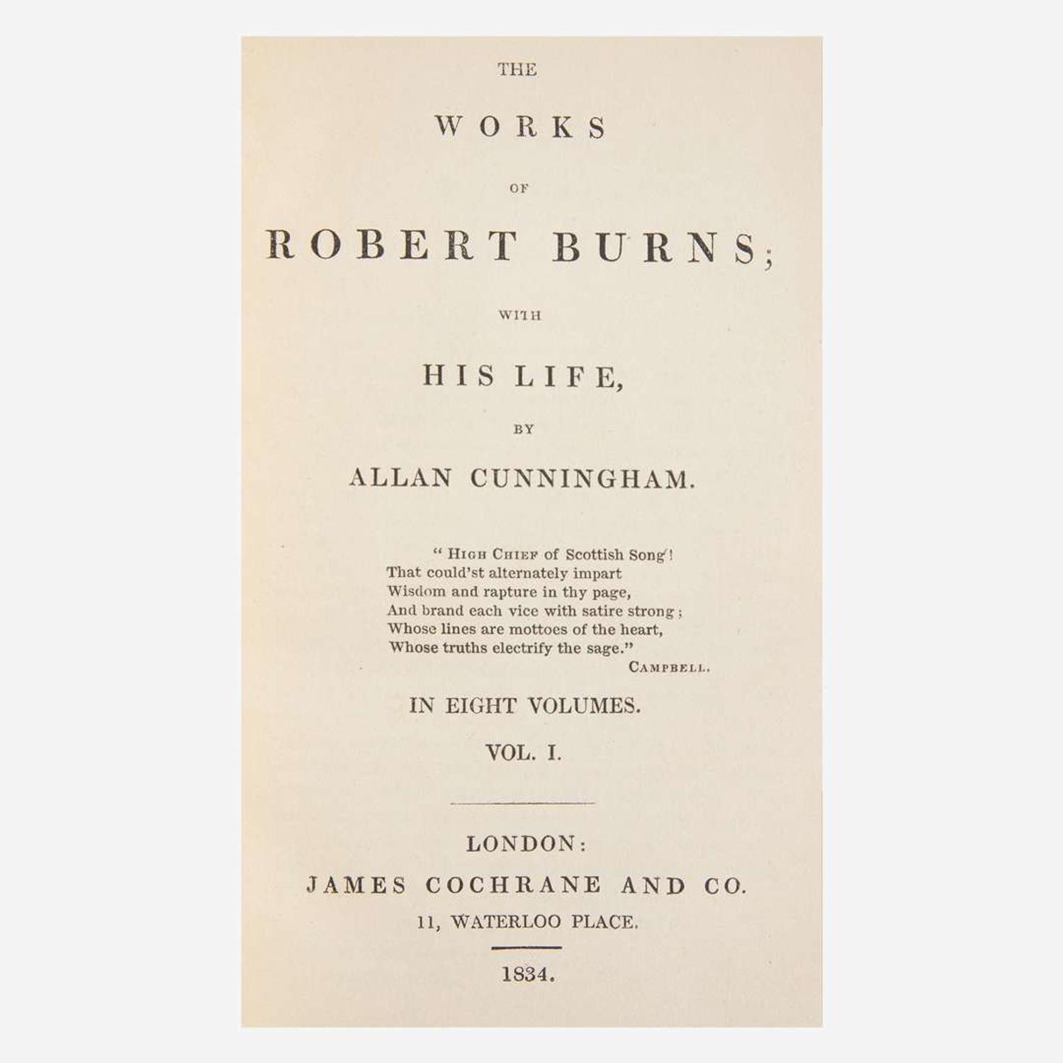 [Fine Bindings] [Worsfold] Burns, Robert The Works of Robert Burns; With His Life, by Allan Cunningham