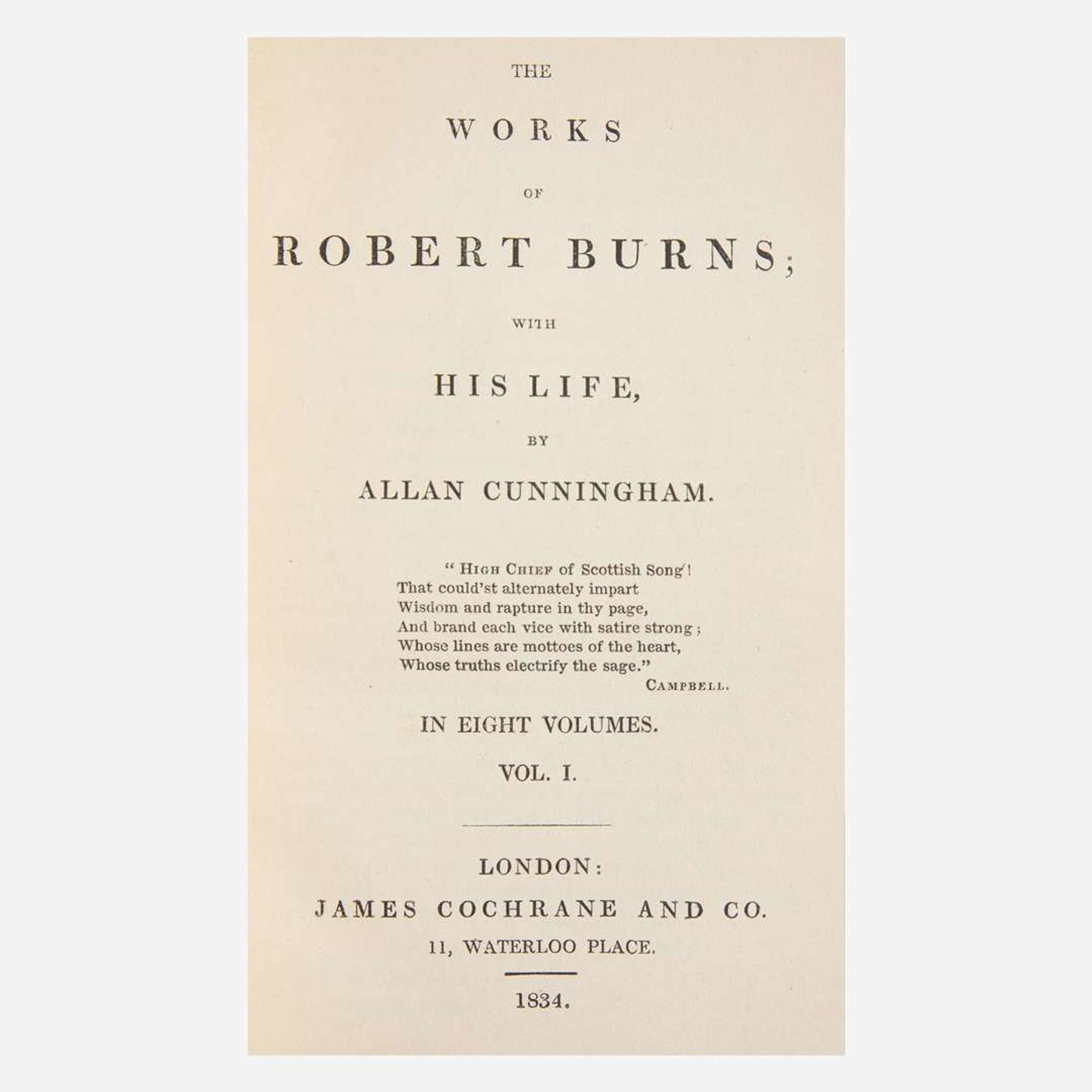 [Fine Bindings] [Worsfold] Burns, Robert The Works of Robert Burns; With His Life, by Allan Cunningham