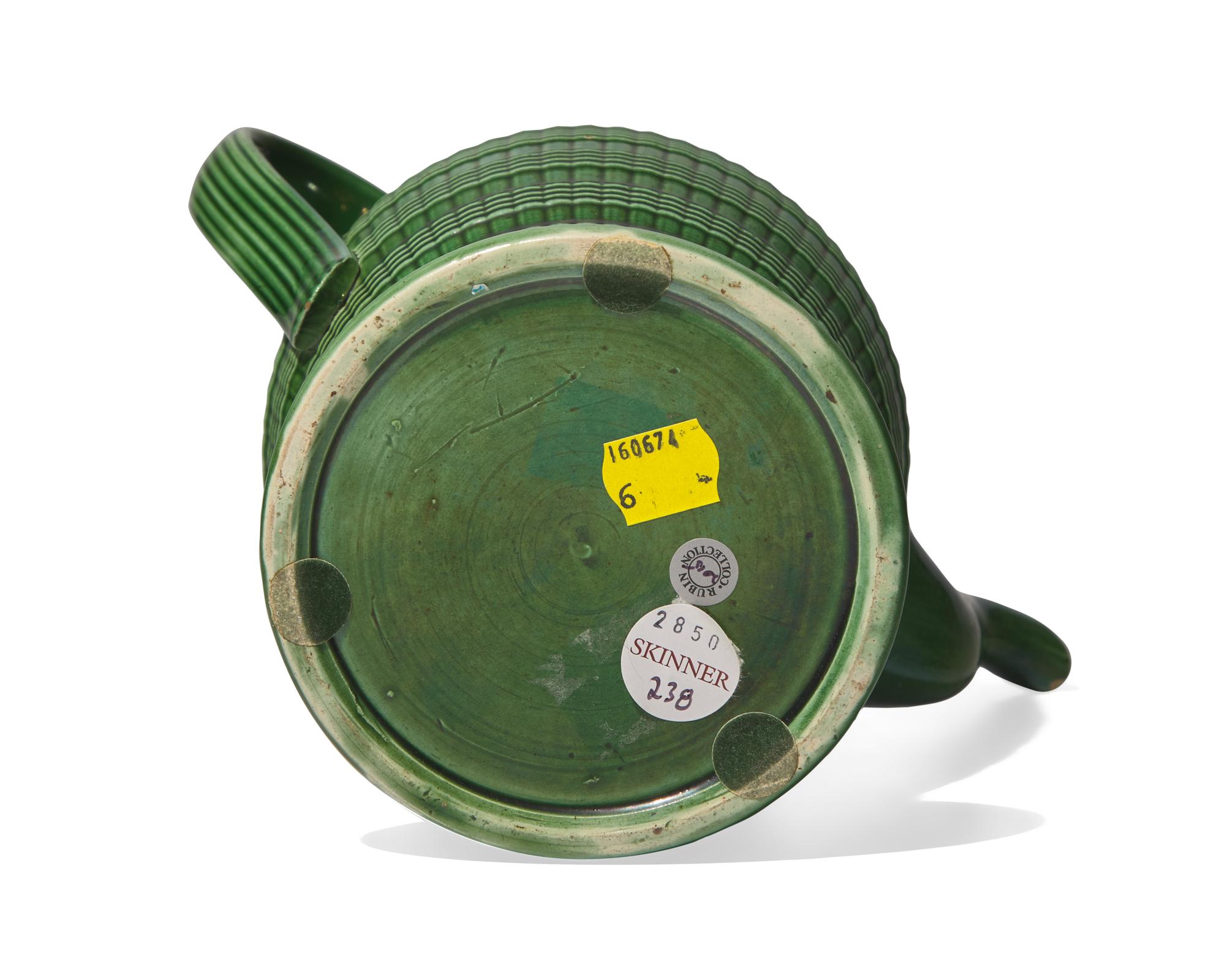 A Staffordshire Green and Parcel-Gilt Coffee Pot