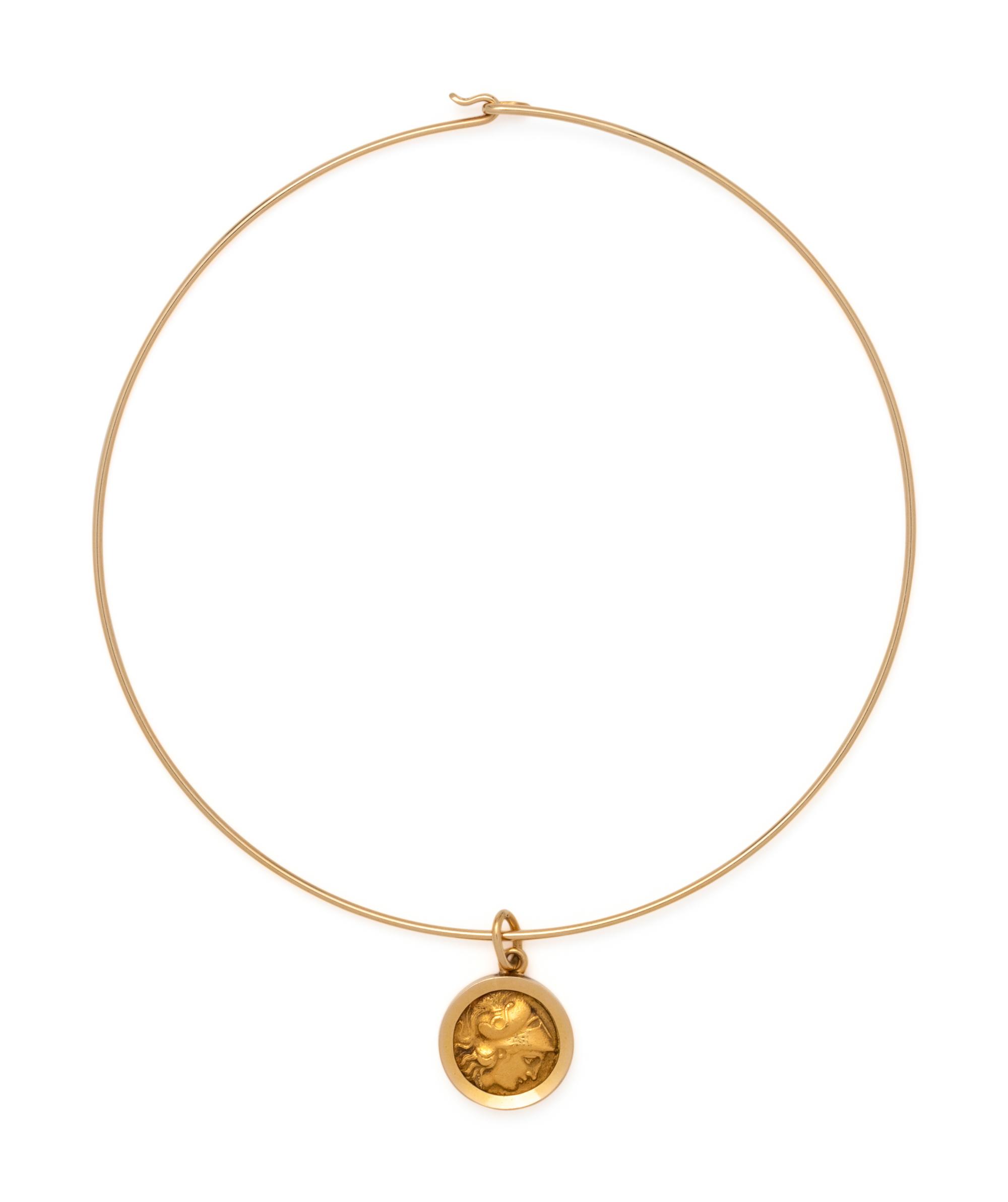 YELLOW GOLD AND COIN COLLAR NECKLACE