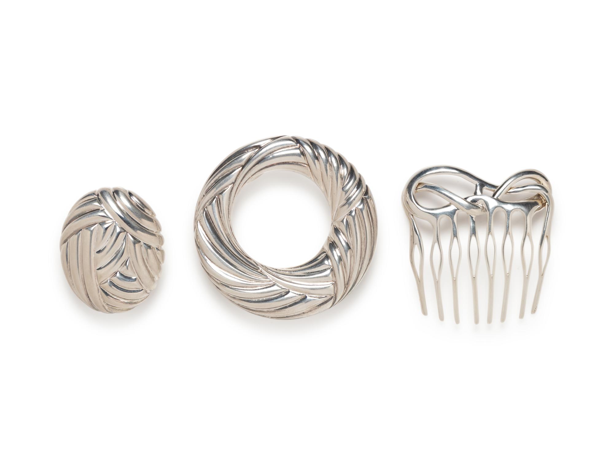 Two Tiffany &. Co. Belt Buckles and Hair Comb