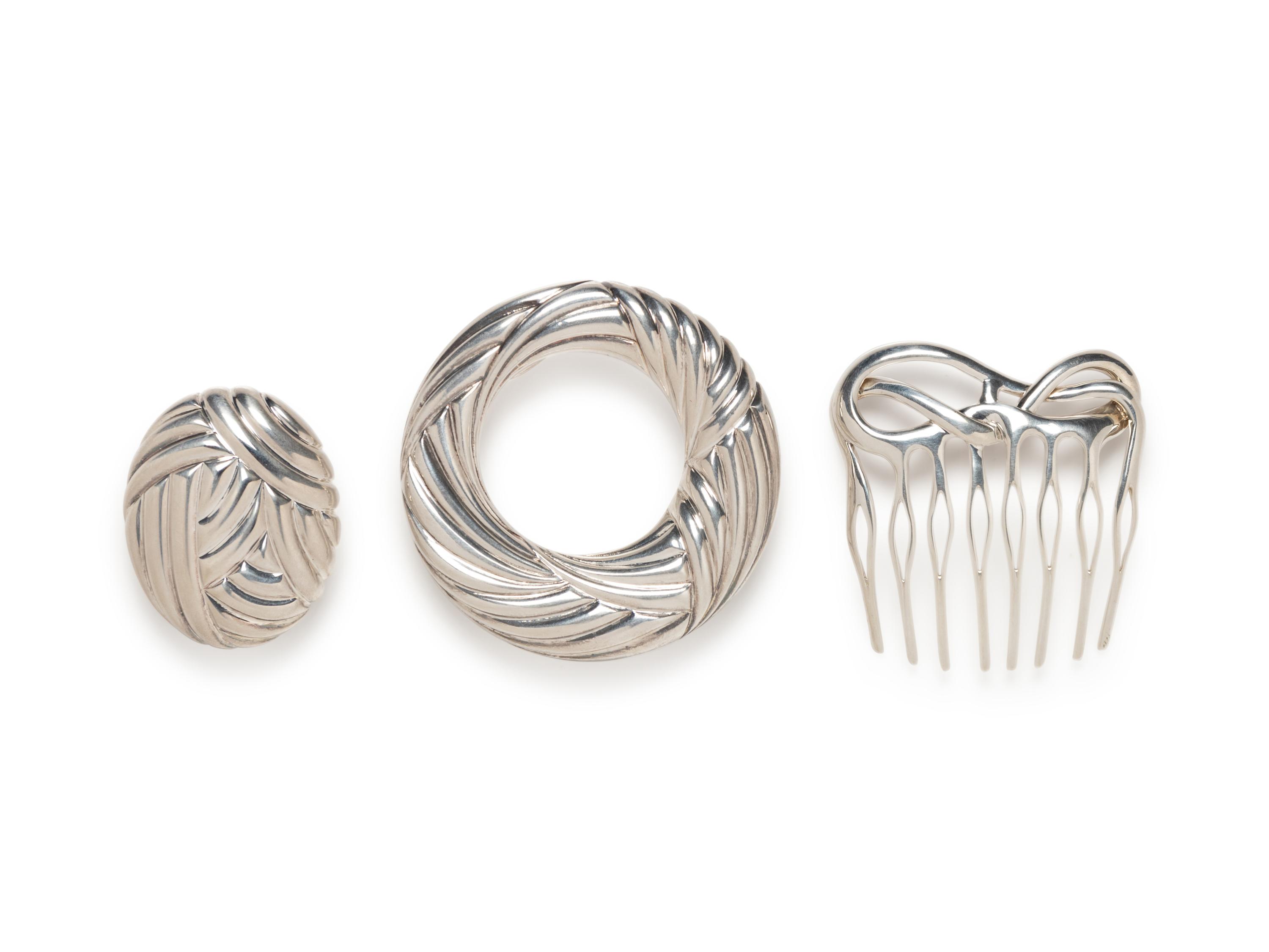 Two Tiffany &. Co. Belt Buckles and Hair Comb