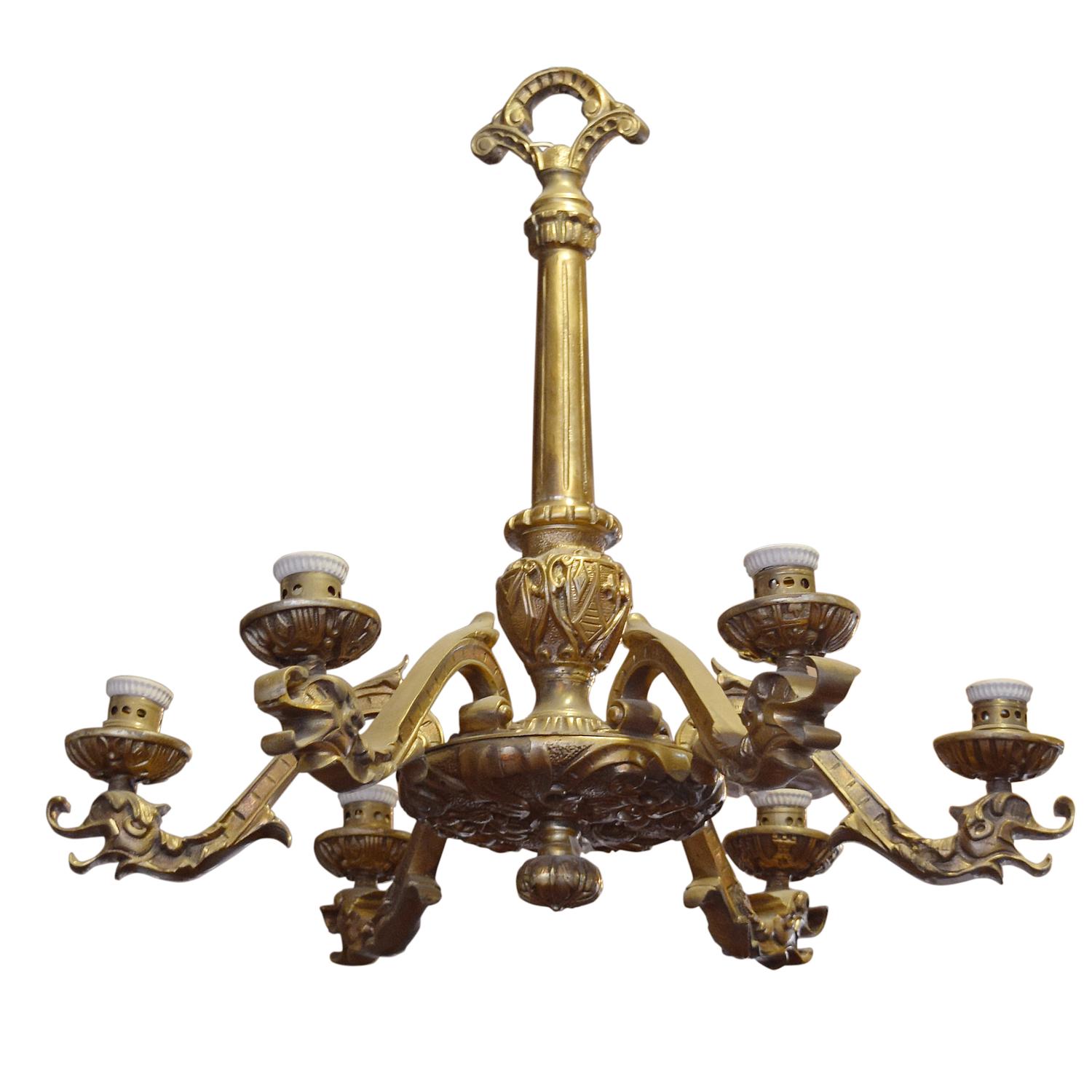 A Bronze Six-Light Chandelier 24" W x 24" D x 22" H — Argentina, 20th Century