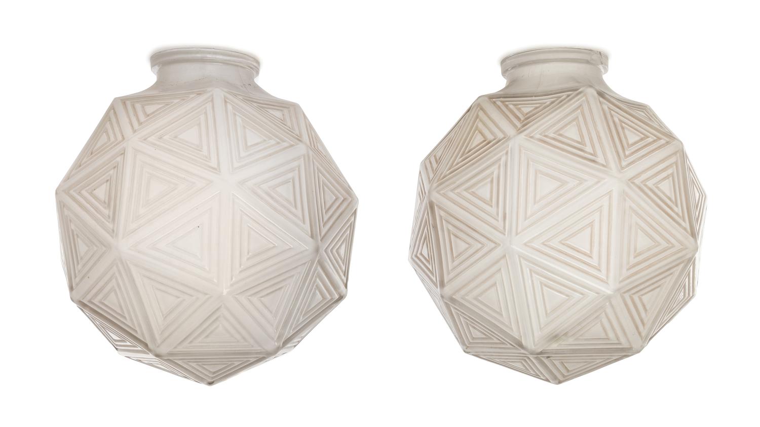 Rene Lalique, (French, 1860-1945), a pair of Nanking plafonniers, model no. 2463, c. 1925