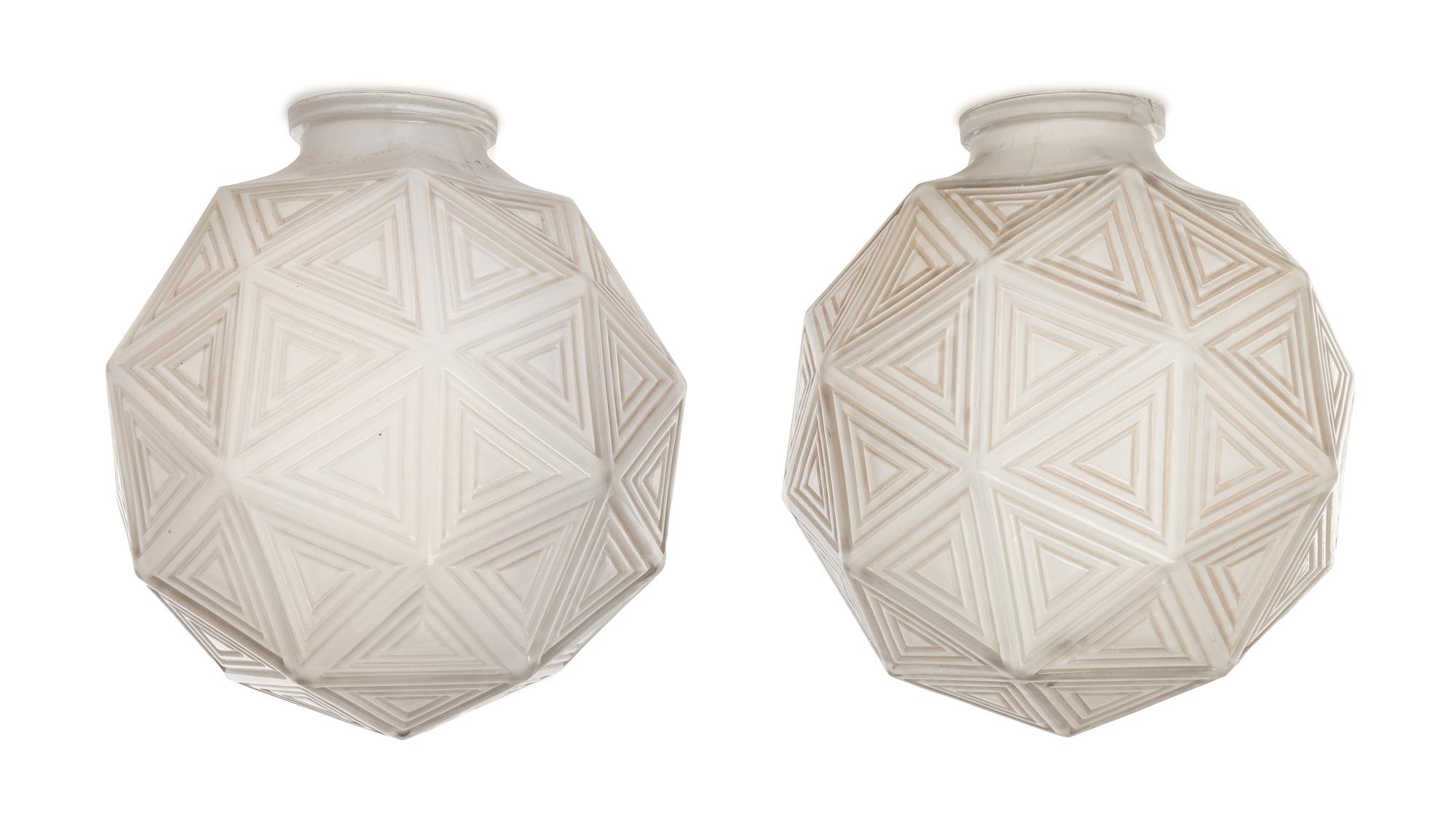 Rene Lalique, (French, 1860-1945), a pair of Nanking plafonniers, model no. 2463, c. 1925