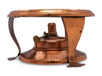 An American Hammered Copper Kettle on Stand