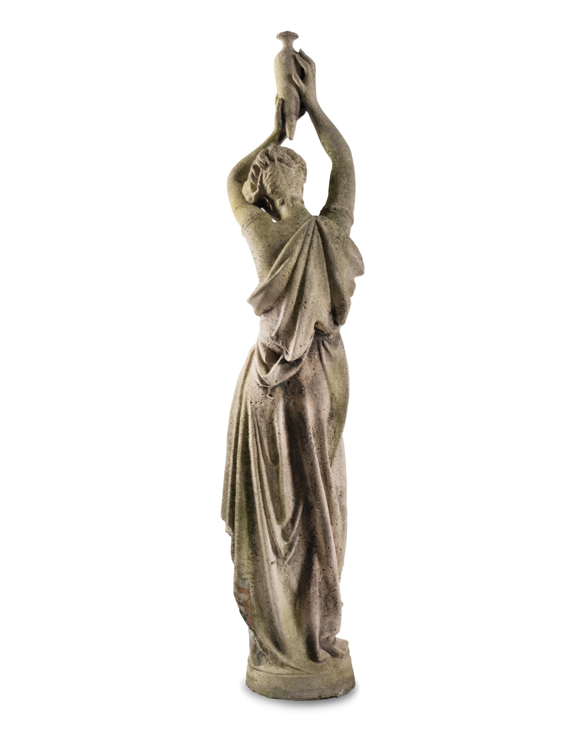 A Carved Limestone Garden Figure