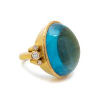 ELIZABETH LOCKE, AQUAMARINE AND DIAMOND RING