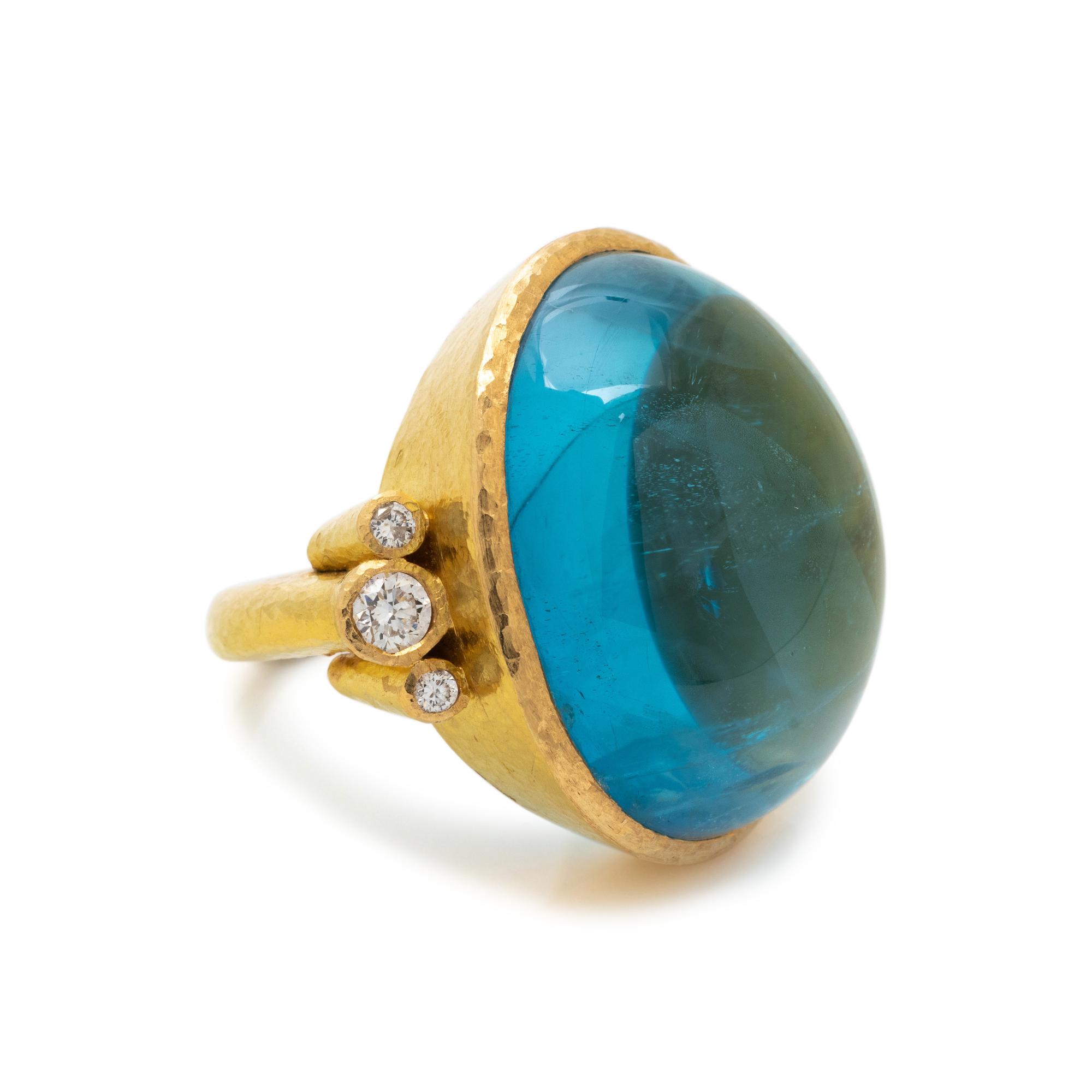 ELIZABETH LOCKE, AQUAMARINE AND DIAMOND RING